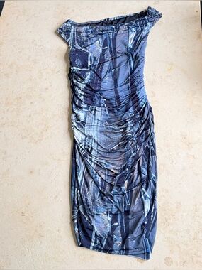 Helmut Lang Abstract Ruched Dress